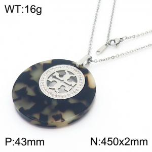 Stainless Steel Stone & Crystal Pendant - KP44712-K