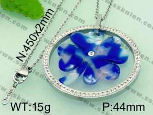 Stainless Steel Stone & Crystal Pendant - KP44848-K