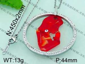 Stainless Steel Stone & Crystal Pendant - KP44850-K