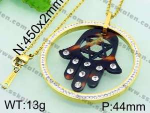 Stainless Steel Stone & Crystal Pendant - KP44862-K