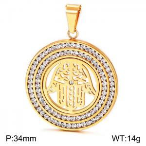 Stainless Steel Stone & Crystal Pendant - KP44920-K