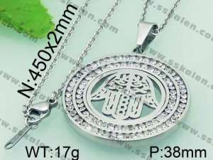 Stainless Steel Stone & Crystal Pendant - KP44923-K