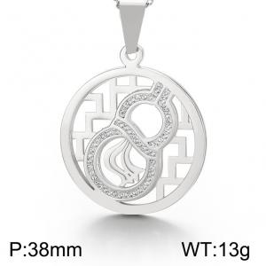 Stainless Steel Stone & Crystal Pendant - KP44930-K