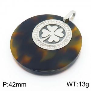 Stainless Steel Stone & Crystal Pendant - KP45135-K