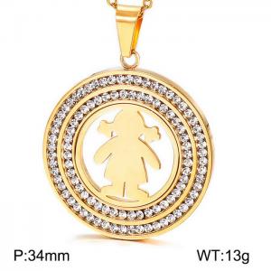 Stainless Steel Stone & Crystal Pendant - KP45151-K