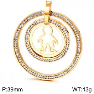 Stainless Steel Stone & Crystal Pendant - KP45588-K