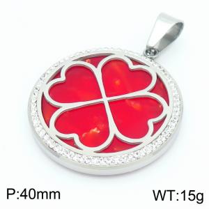 Stainless Steel Stone & Crystal Pendant - KP45608-K