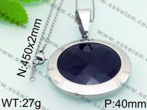 Stainless Steel Stone & Crystal Pendant - KP45783-K