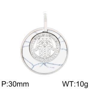 Stainless Steel Stone & Crystal Pendant - KP48174-K