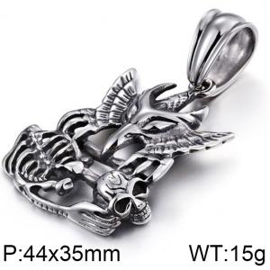 Mighty Eagle Men's Skull Necklace Pendant - KP48370-BD