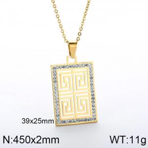 Stainless Steel Stone & Crystal Pendant - KP49097-K