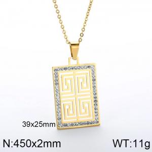 Stainless Steel Stone & Crystal Pendant - KP49097-K