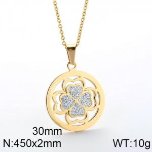 Stainless Steel Stone & Crystal Pendant - KP49103-K