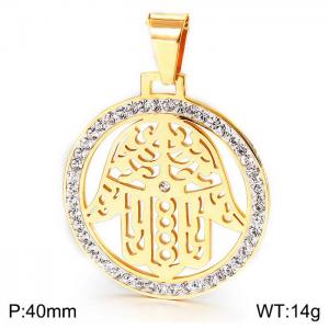 Stainless Steel Stone & Crystal Pendant - KP49105-K