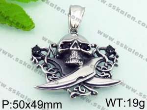 Stainless Skull Pendants - KP49111-BD