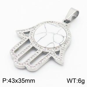 Stainless Steel Stone & Crystal Pendant - KP49185-K