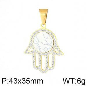 Stainless Steel Stone & Crystal Pendant - KP49189-K