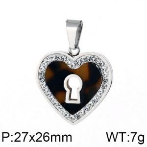 Stainless Steel Stone & Crystal Pendant - KP49602-K