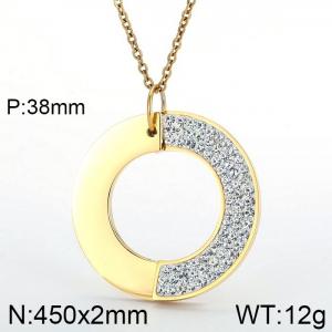 Stainless Steel Stone & Crystal Pendant - KP50345-K