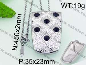 Stainless Steel Stone & Crystal Pendant - KP51820-K