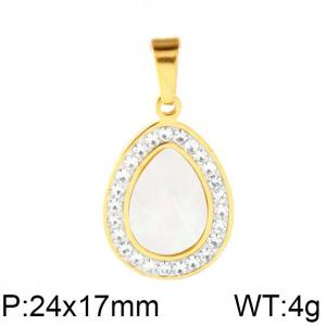 Stainless Steel Stone & Crystal Pendant - KP52050-K