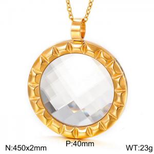 Stainless Steel Stone & Crystal Pendant - KP52163-K