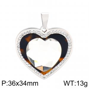 Stainless Steel Stone & Crystal Pendant - KP52356-K