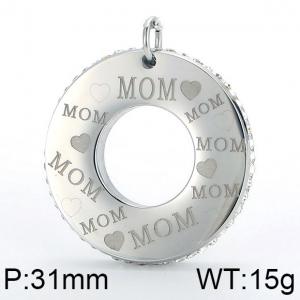 Stainless Steel Stone & Crystal Pendant（ Mother's Day） - KP52440-K