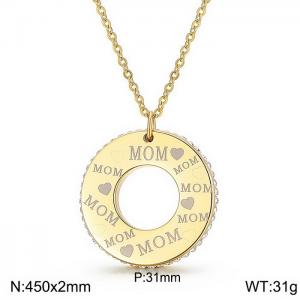 Stainless Steel Stone & Crystal Pendant（ Mother's Day） - KP52452-K