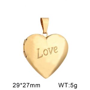 Stainless steel openable heart-shaped LOVE letter photo box Gold-plating Pendant - KP52500-HR