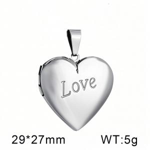 Stainless steel openable heart-shaped LOVE letter photo box pendant - KP52504-HR