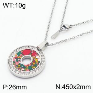 Stainless Steel Stone & Crystal Pendant - KP52719-K