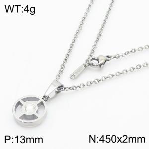 Stainless Steel Stone & Crystal Pendant - KP52729-K