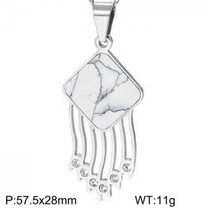 Stainless Steel Stone & Crystal Pendant - KP52791-K