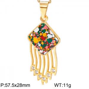 Stainless Steel Stone & Crystal Pendant - KP52796-K