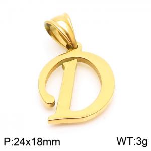 Stainless steel letter Gold-plating Pendant D - KP54482-CD