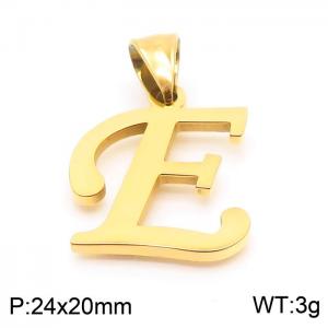 Stainless steel letter Gold-plating Pendant E - KP54483-CD