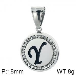 Stainless Steel Stone & Crystal Pendant - KP55038-K