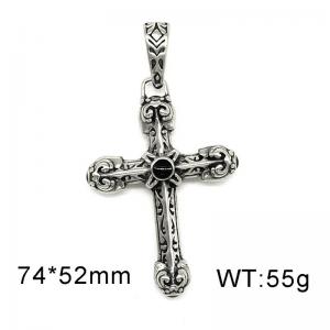 Gothic Black Diamond Stainless Steel Cross Pendant - KP55161-TLX
