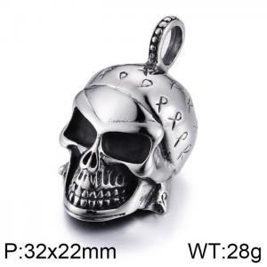 Stainless Skull Pendants - KP55230-BD