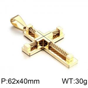 Stainless Steel Wire Cross Pendant Men Male Metal Cruz Accessories - KP55886-K