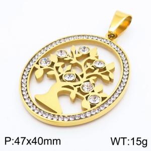 Stainless Steel Stone & Crystal Pendant - KP56471-K