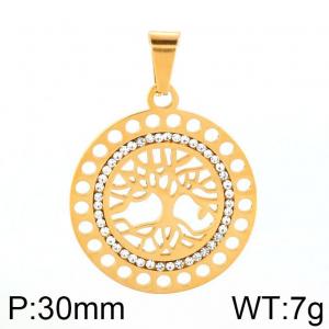 Stainless Steel Stone & Crystal Pendant - KP56480-K