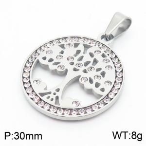 Stainless Steel Stone & Crystal Pendant - KP56488-K