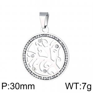 Stainless Steel Stone & Crystal Pendant - KP56490-K