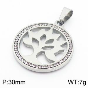 Stainless Steel Stone & Crystal Pendant - KP56491-K