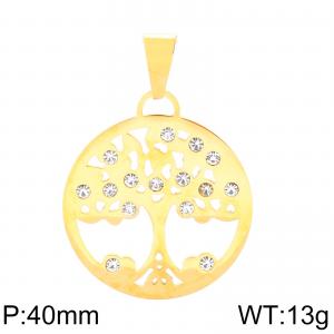 Stainless Steel Stone & Crystal Pendant - KP56670-K