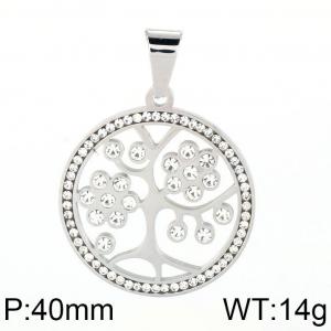 Stainless Steel Stone & Crystal Pendant - KP56673-K