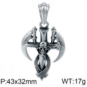 Stainless Skull Pendants - KP57672-BD