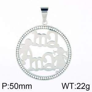 Stainless Steel Stone & Crystal Pendant - KP58301-K